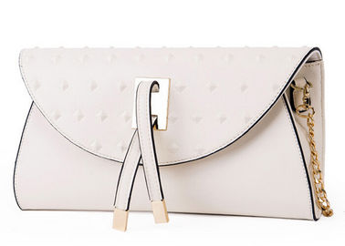 Unique embossed PU ladies leather handbags back pocket and strengthening hardware