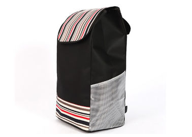 Wear Resistant Recyclable Portable Shopping Bag with Wheels / Chair , Black